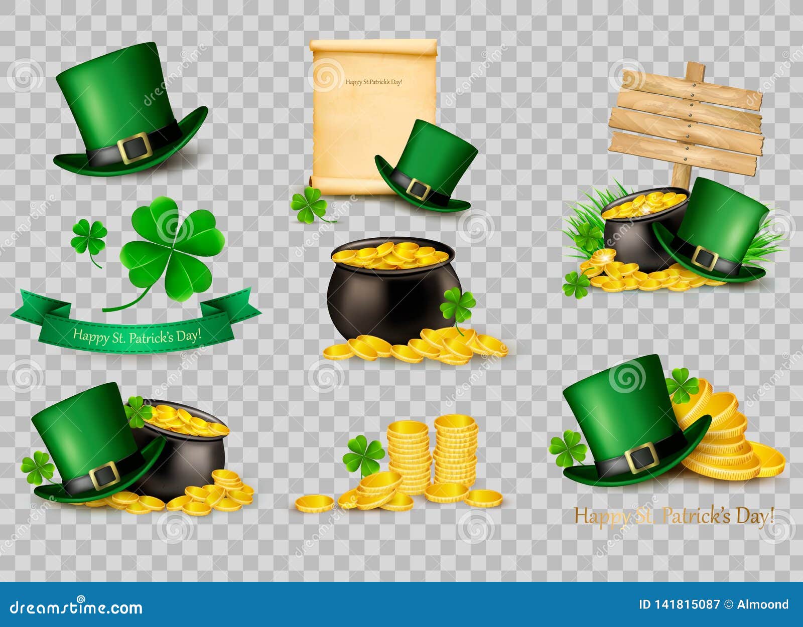 big collection of st. patrick`s day related icons.