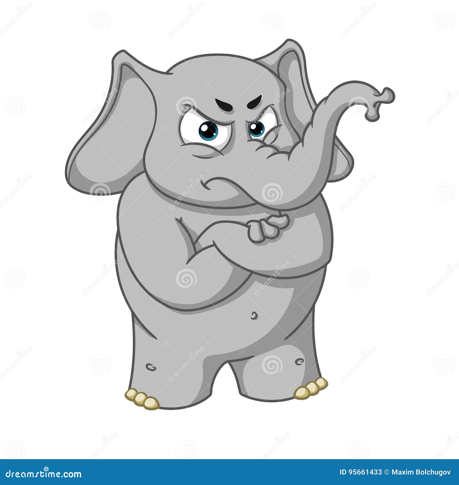 Big Collection Vector Cartoon Characters of Elephants on an Isolated  Background. Angry, Arms Crossed Stock Vector - Illustration of adult, nick:  95661433