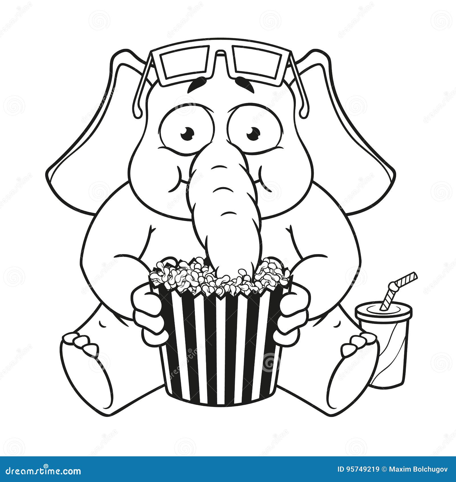 Big Collection Vector Cartoon Characters of Elephants on an Isolated  Background. Watching Movie in 3D Glasses Eating Popcorn Stock Vector -  Illustration of idea, goer: 95749219