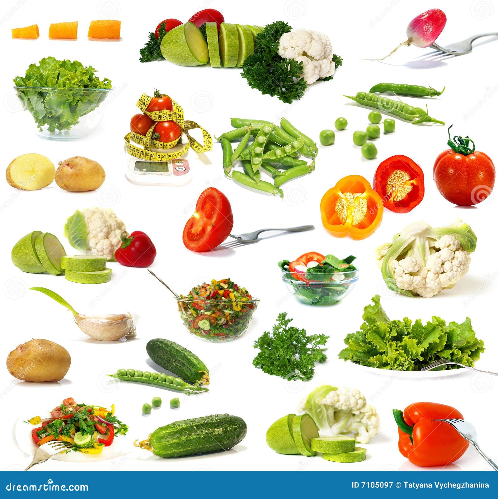 Big collection of vegetables isolated on white background