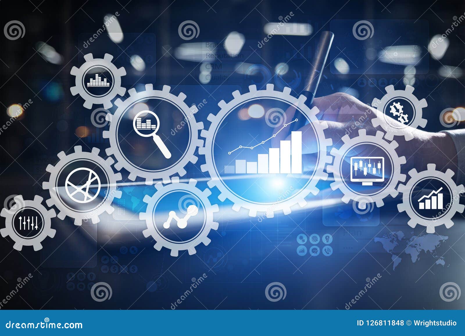 big data analytics. bi business intelligence concept with chart and graph icons on virtual screen.