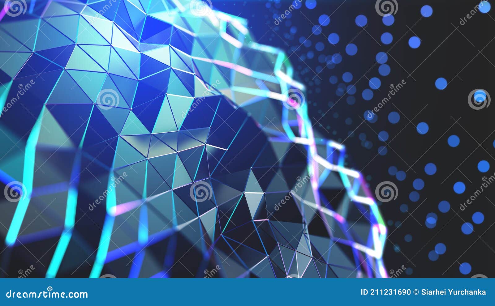 big data concept. bright, colorful 3d  of polygonal network, cybersecurity and internet busines