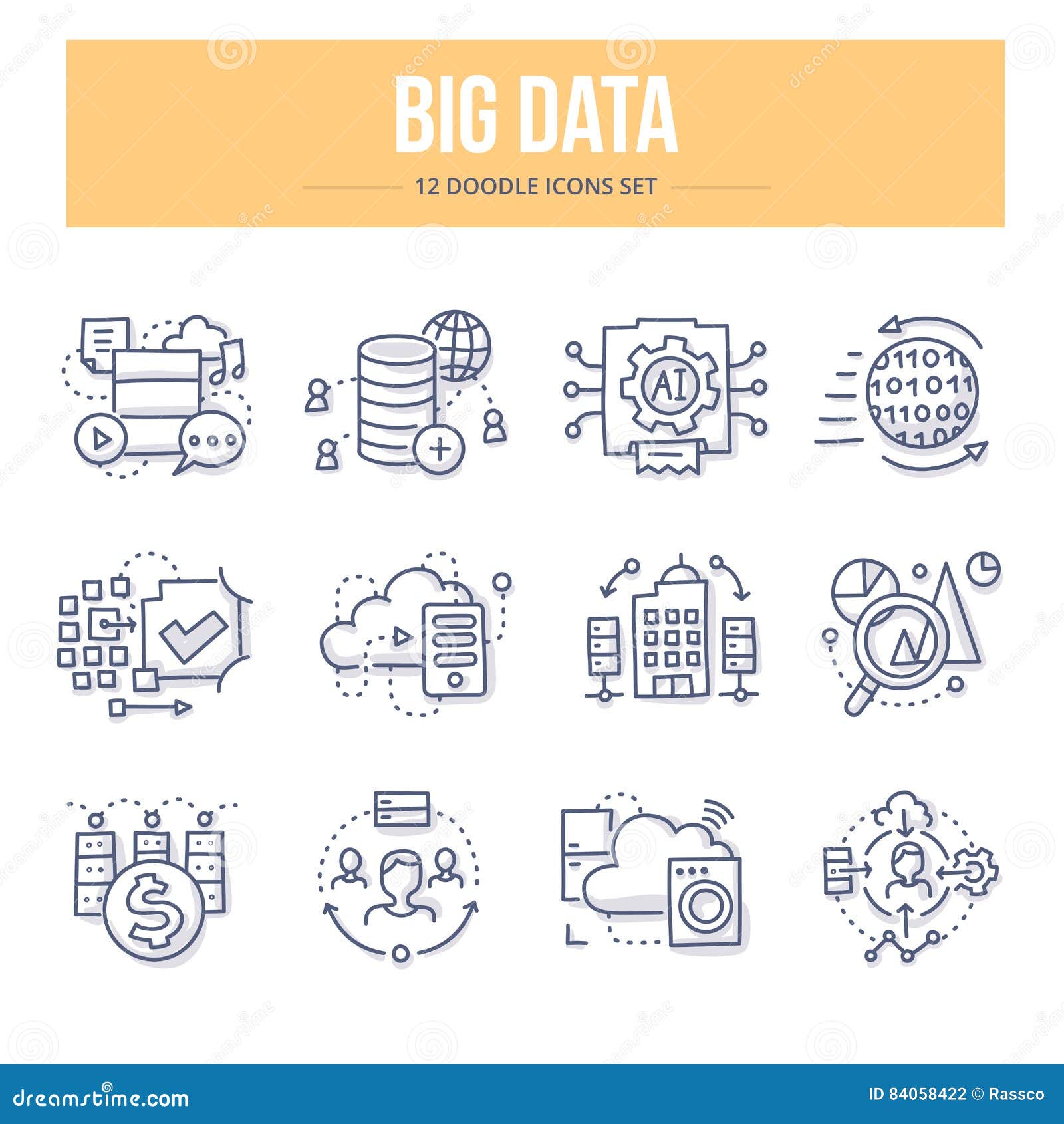 big data doodle icons
