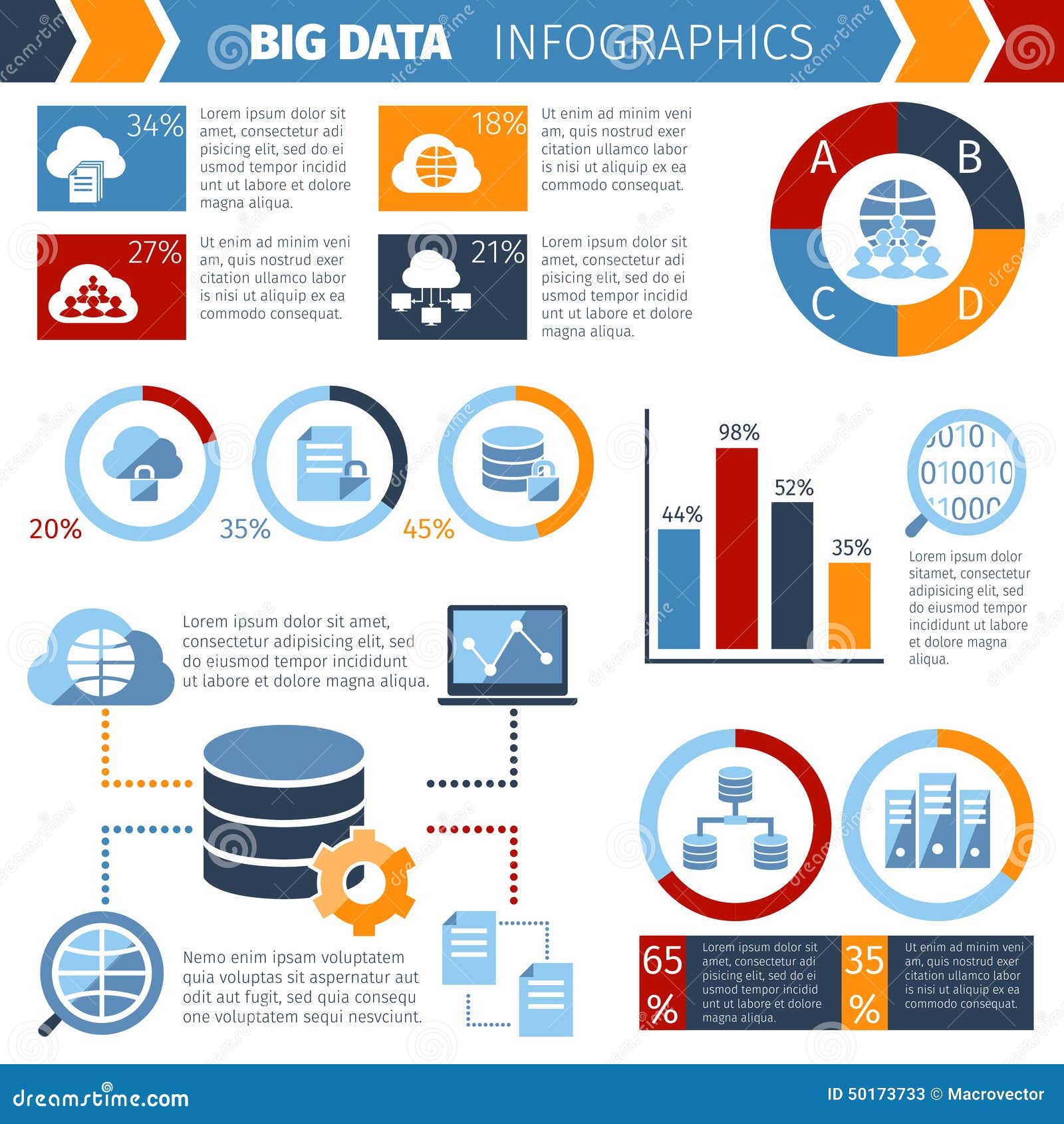 Big Data Processing Infographics Report Stock Vector - Image: 50173733