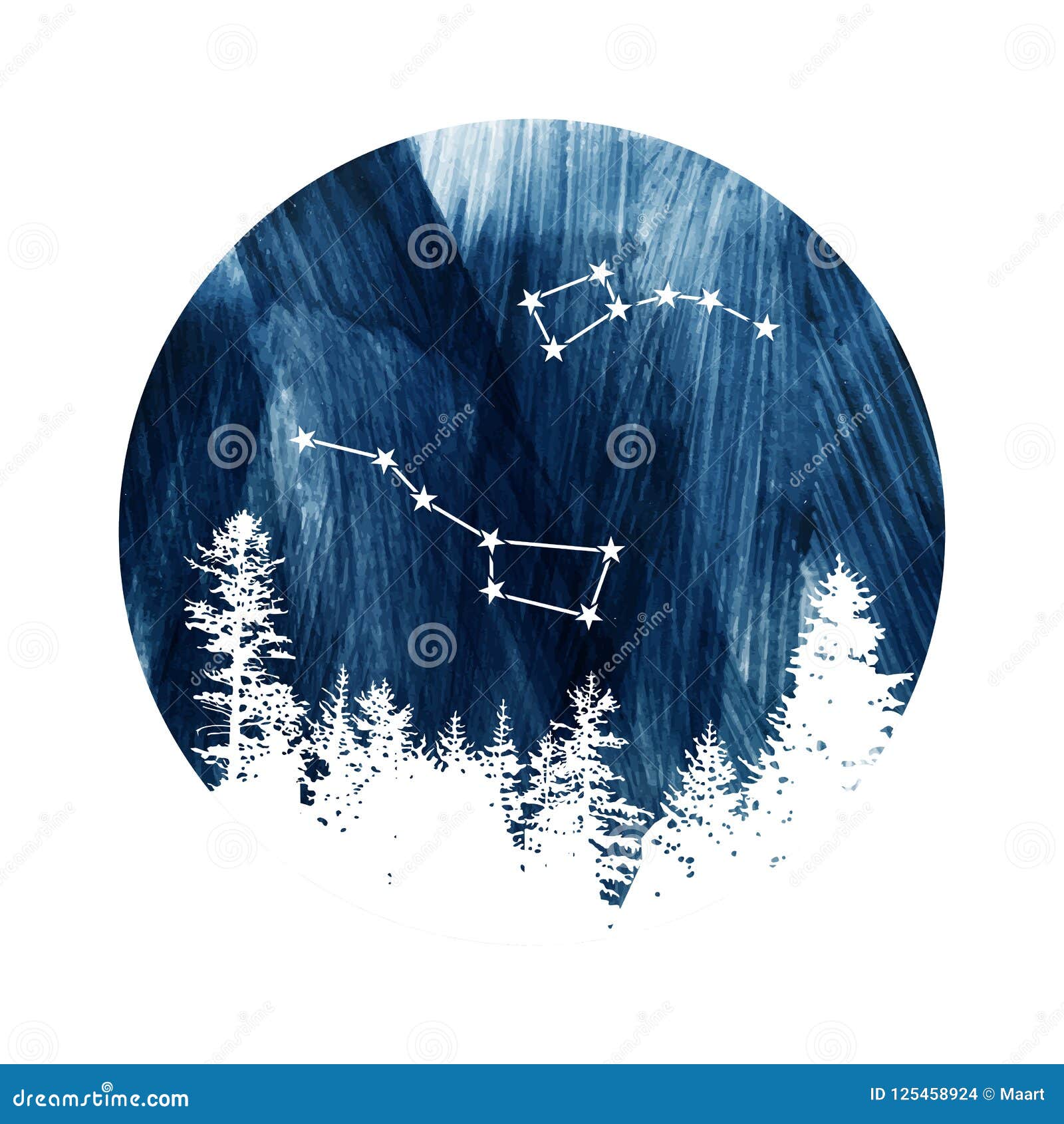 Big Dipper and Little Dipper Constellations Stock Vector Illustration