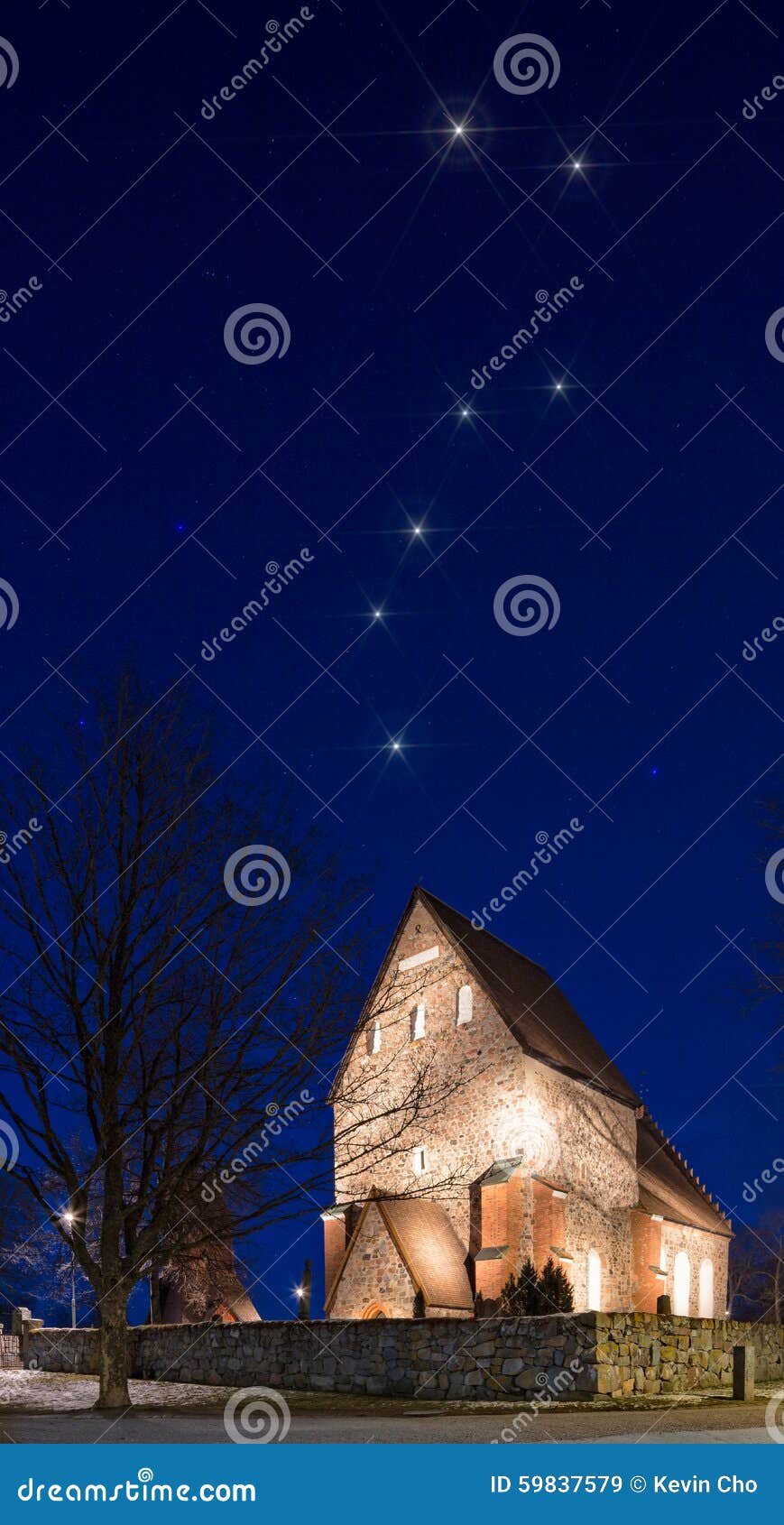 the big dipper over the old uppsala church (gamla uppsala kyrka)