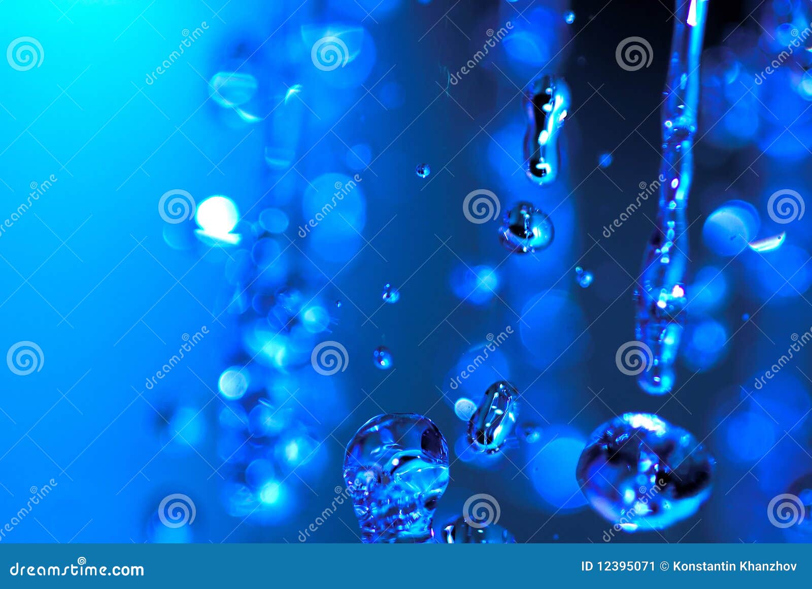 Big Drops of Water Over Blue Background Stock Image Image of