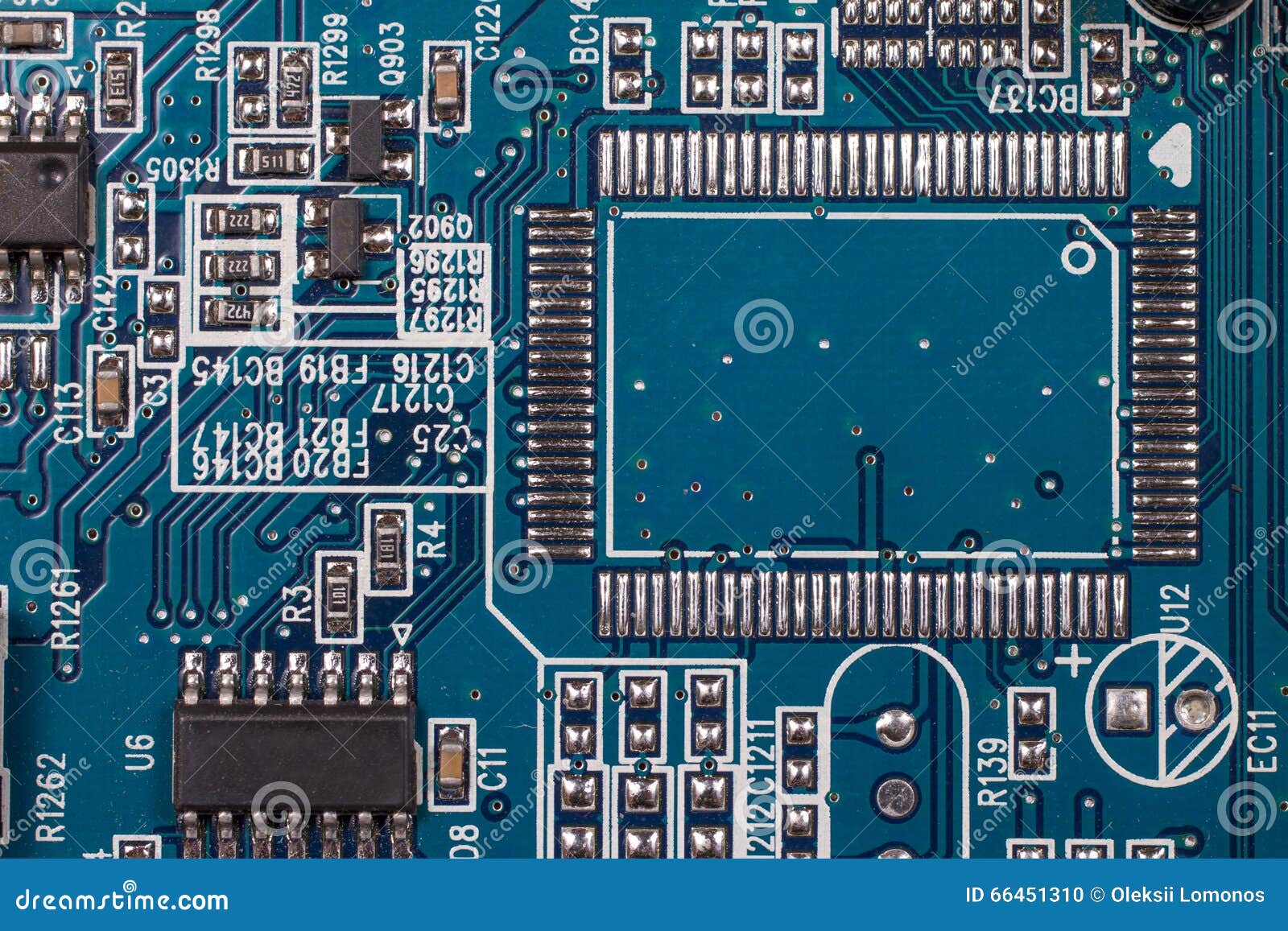 Big Electronic Circuit Board with Radio Components Stock Photo Image