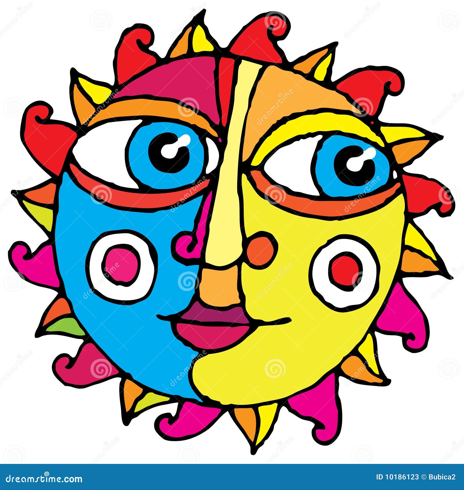 Big Eye Sun Simple Hand Drawing Color Stock Vector ...