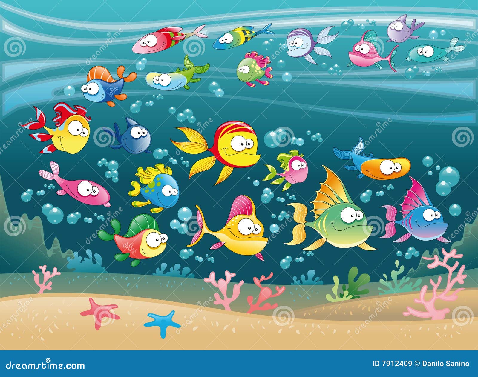 big family of fish in the sea