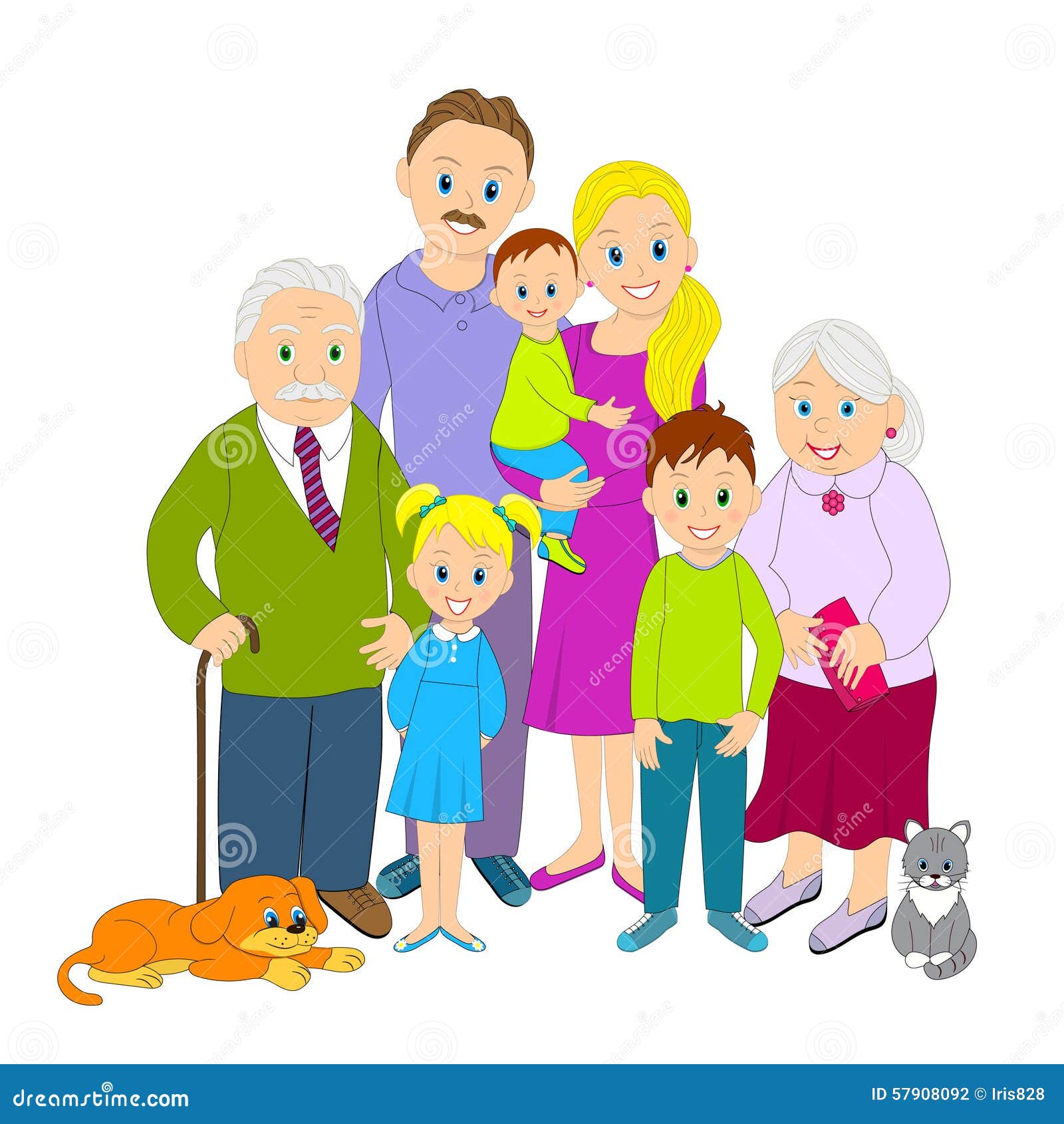 Big Family Portrait. Stock Vector - Image: 57908092