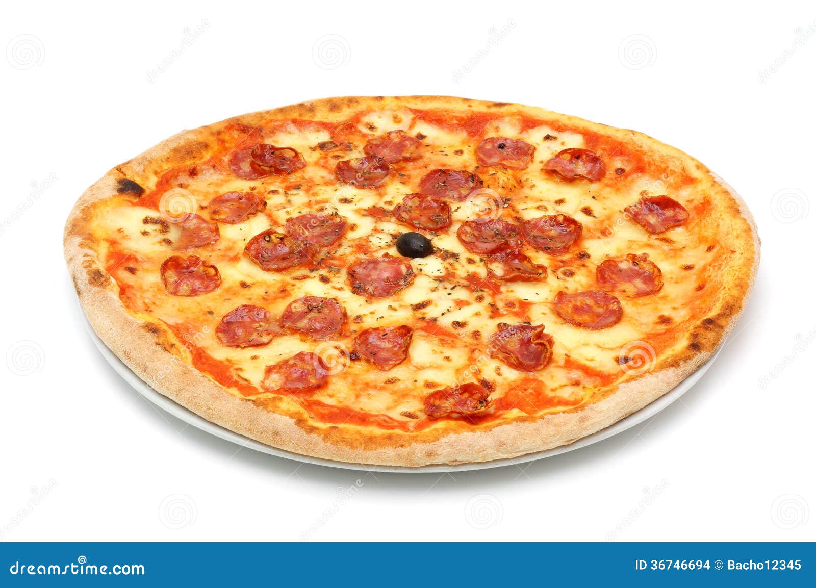 Big Fat Italian Salami Pizza Stock Photo Image of cuisine, cooking