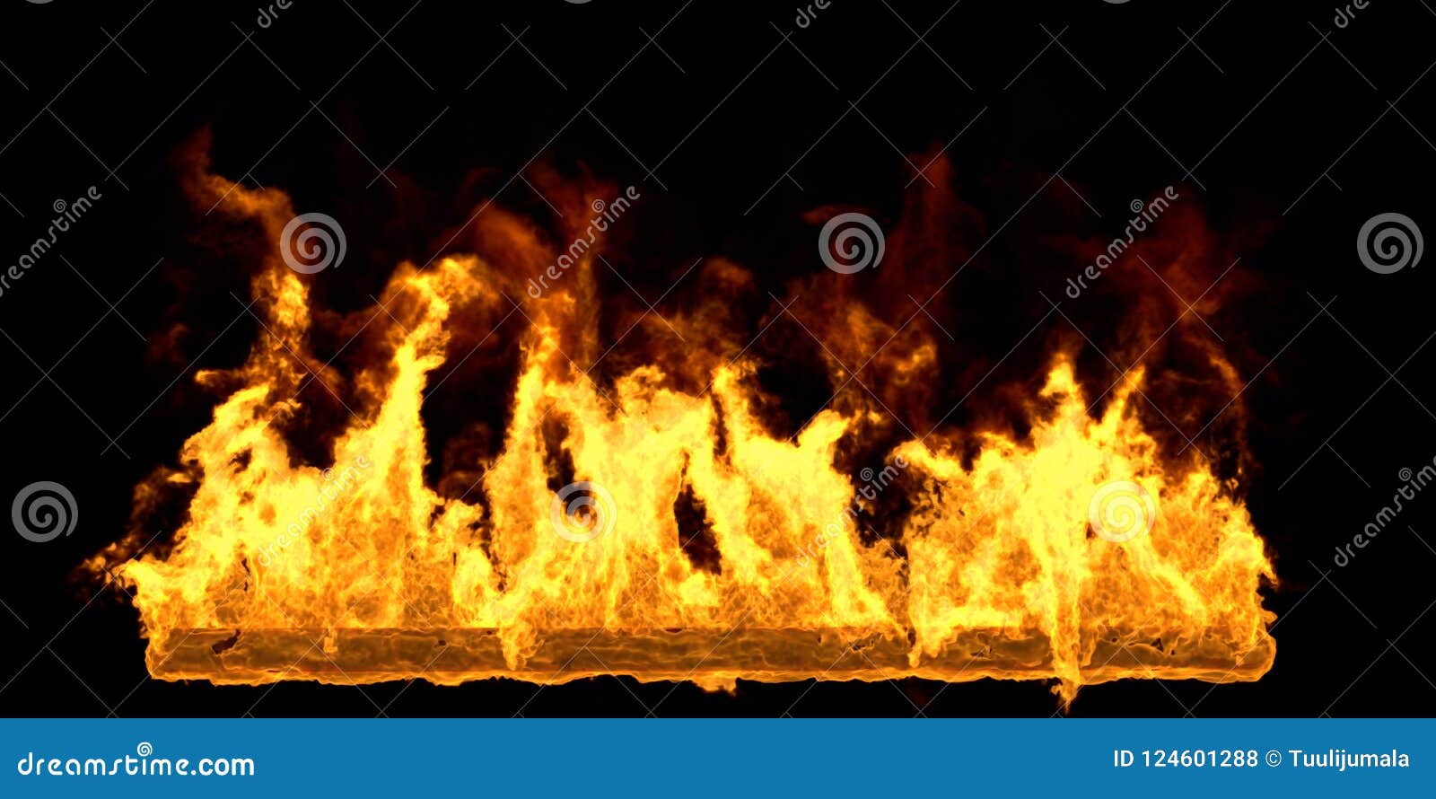 Big Fire Flame on Black Background Stock Illustration Illustration of