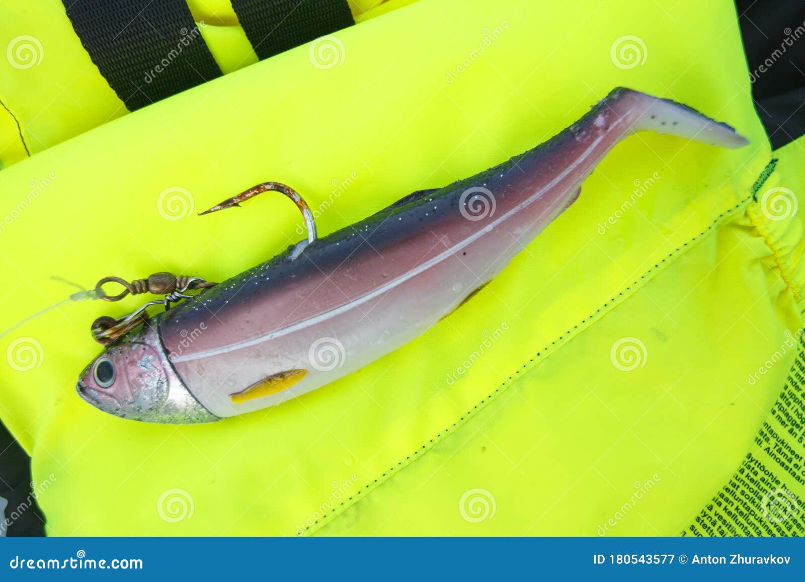 Big Fishing Silicone Bait with Hooks for Catching Cod Stock Image