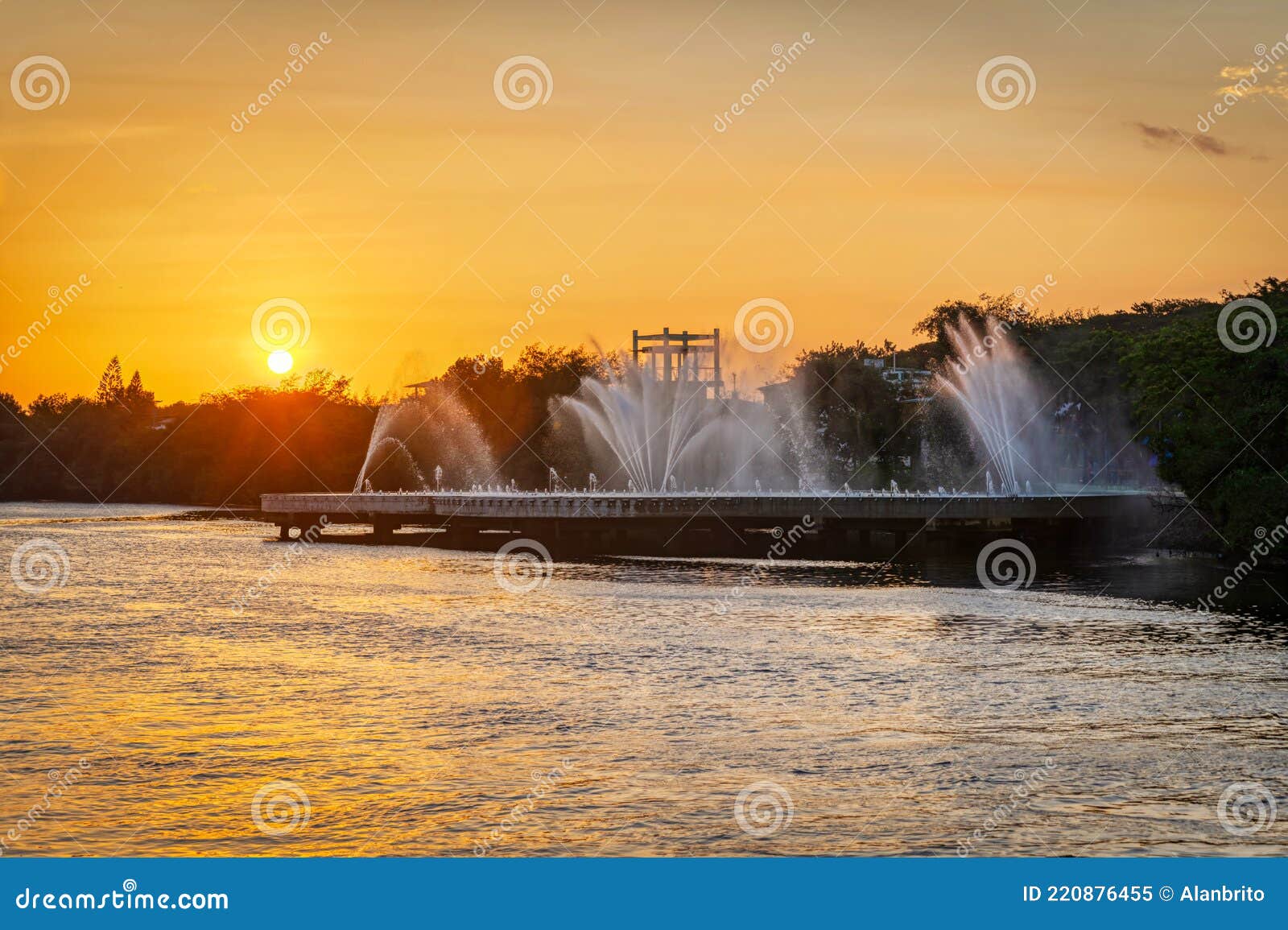 fountain near a river in guayaquil