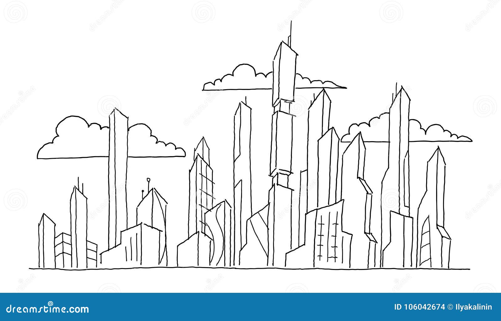 Big future city skyscraper sketch highrise Vector Image