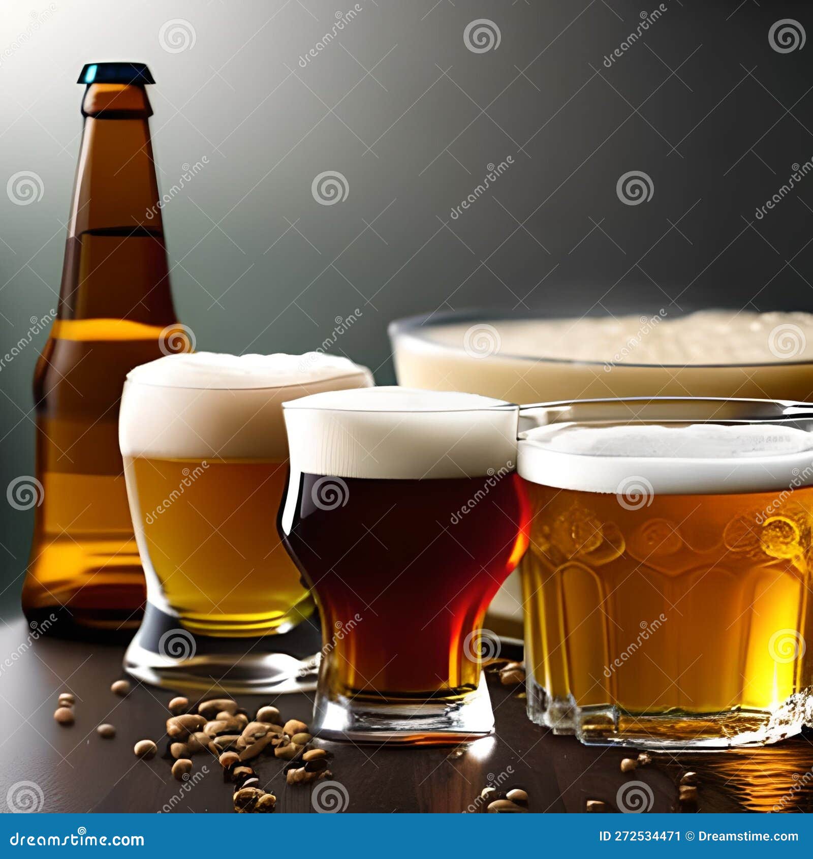 A big glass of beer stock illustration. Illustration of bottle 272534471