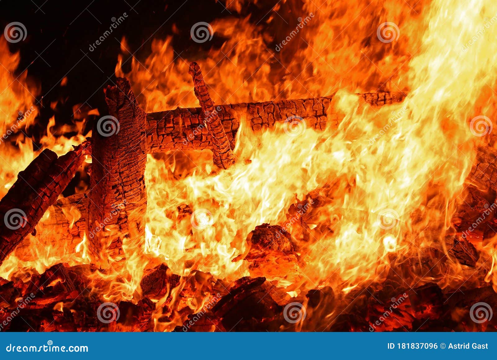 A Big Glowing Fire with High Flames Stock Photo - Image of hell ...