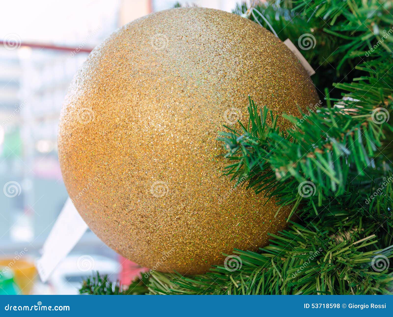 Big Golden Sparkly Christmas Ball Stock Photo - Image of golden, decor ...