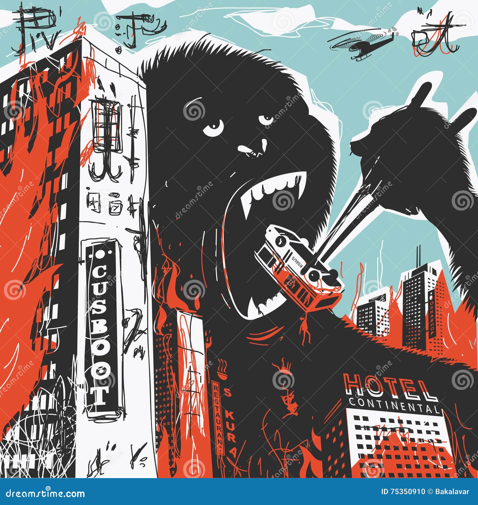 cartoon gorilla destroys cartoon gorilla destroys