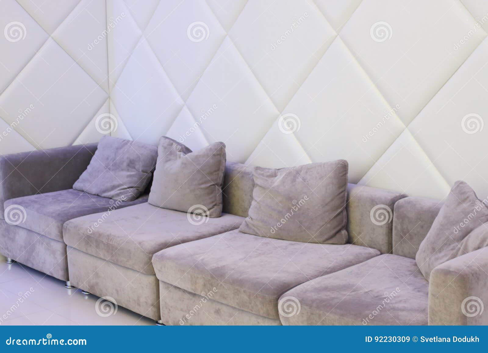 Big Grey Couch with Pillows Stock Image Image of apartment