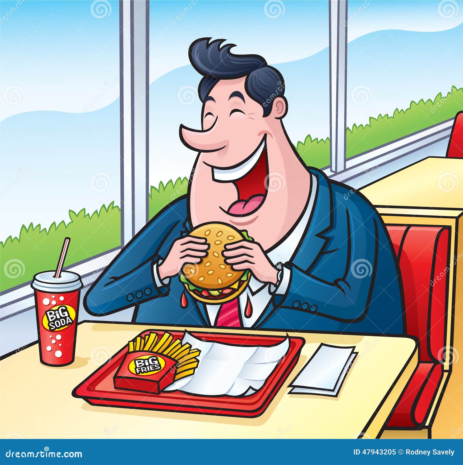 Big Guy Eating Fast Food Cheeseburger Stock Image - Image: 47943205