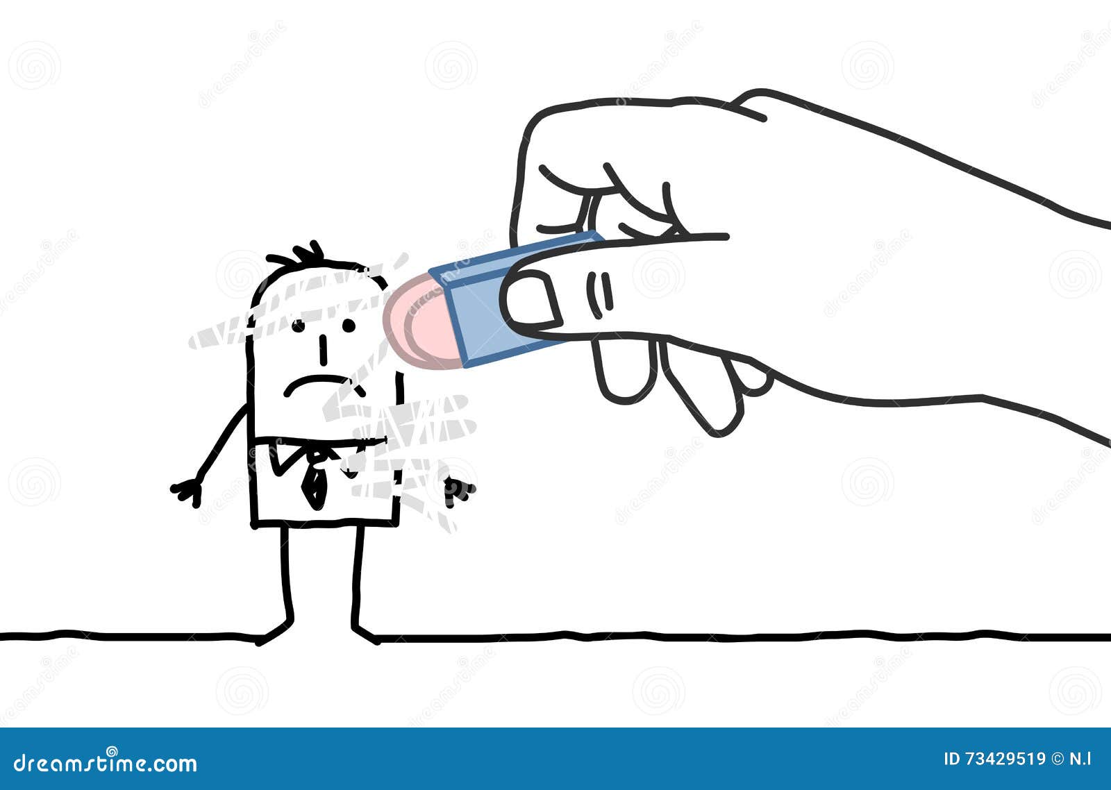 Big Hand And Cartoon Businessman - Eraser Illustration 73429519 - Megapixl