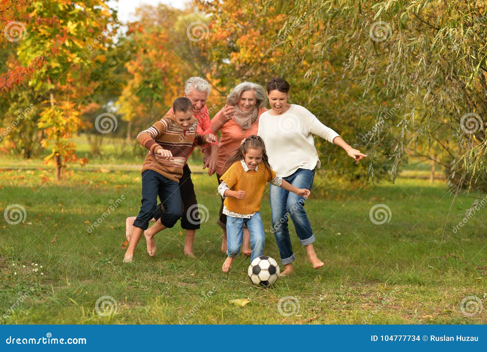 big family playing football