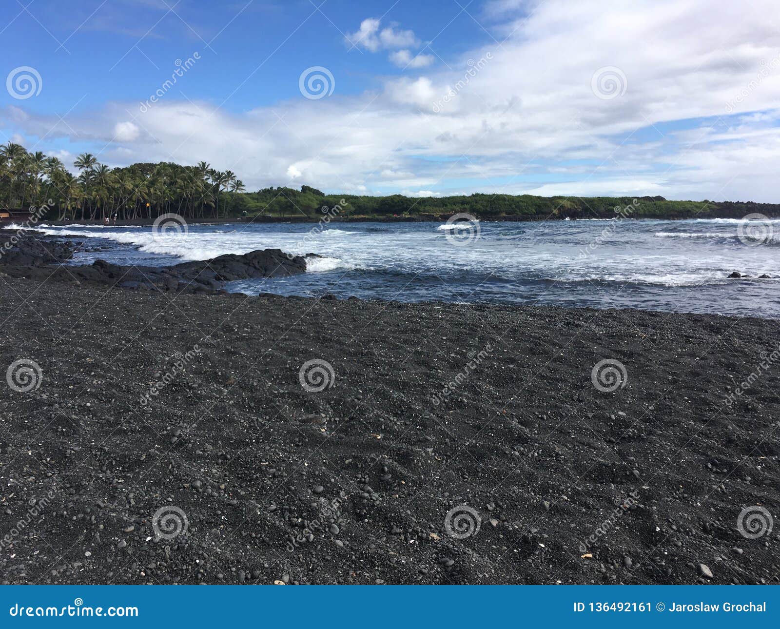 Big Island Black Sand Beach Stock Image Image of colorful, cape