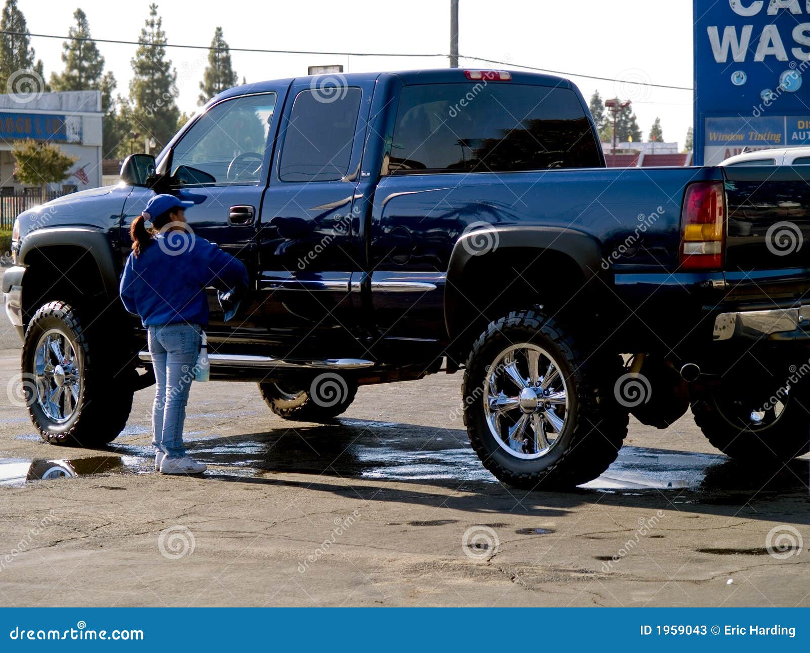 Big job for a little lady stock image Image of blue wheels - 1959043