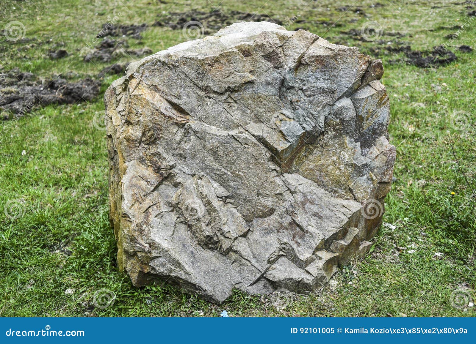 Big Limestone in Polish Jurrasic Park on a Grass Stock Image Image of