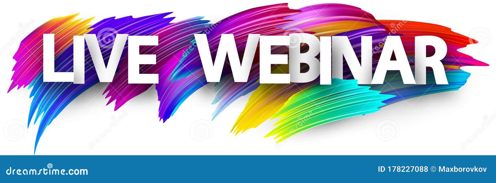 big live webinar paper sign over brush strokes background