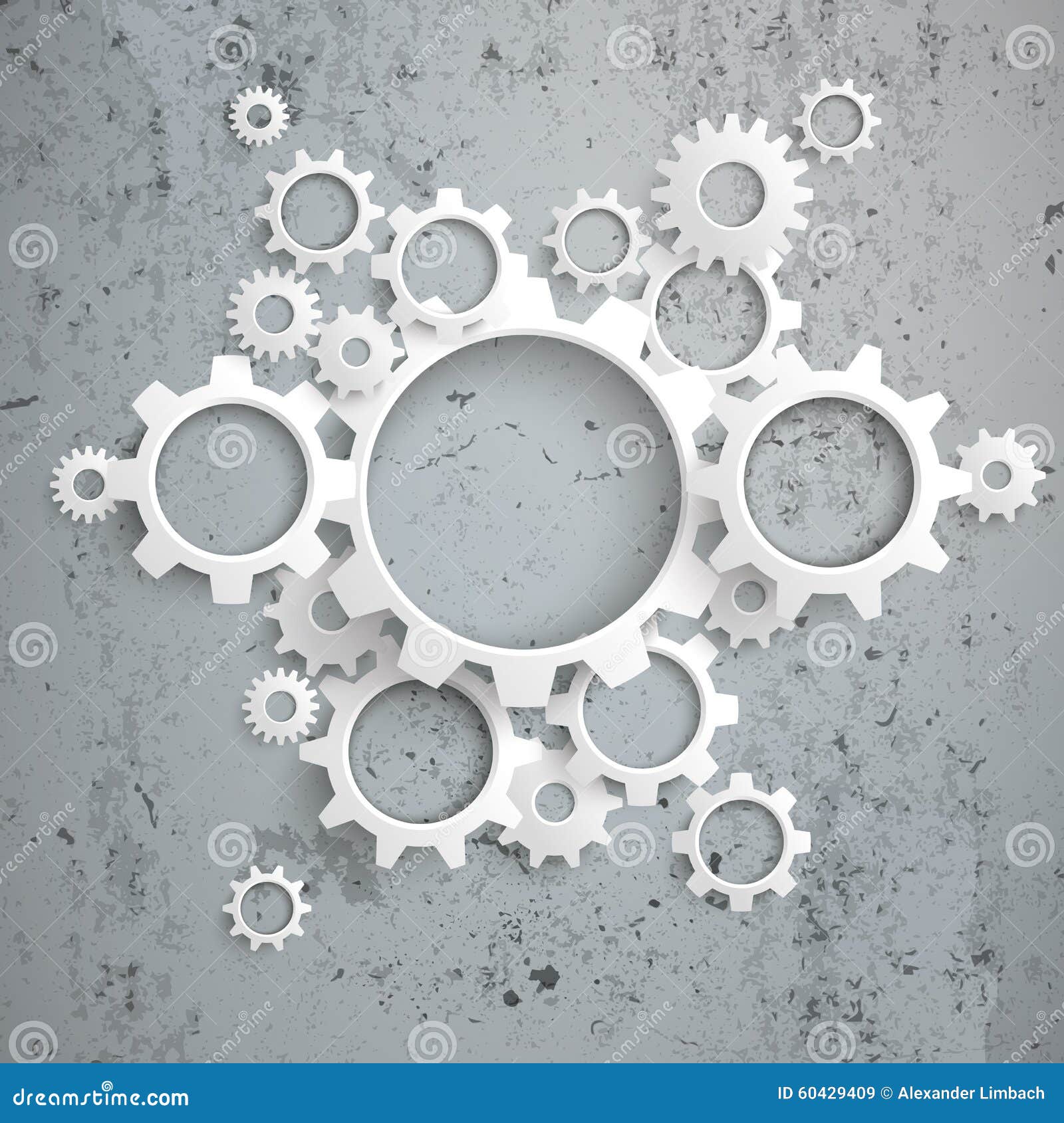 Big Machine White Gears Concrete Stock Vector Illustration of
