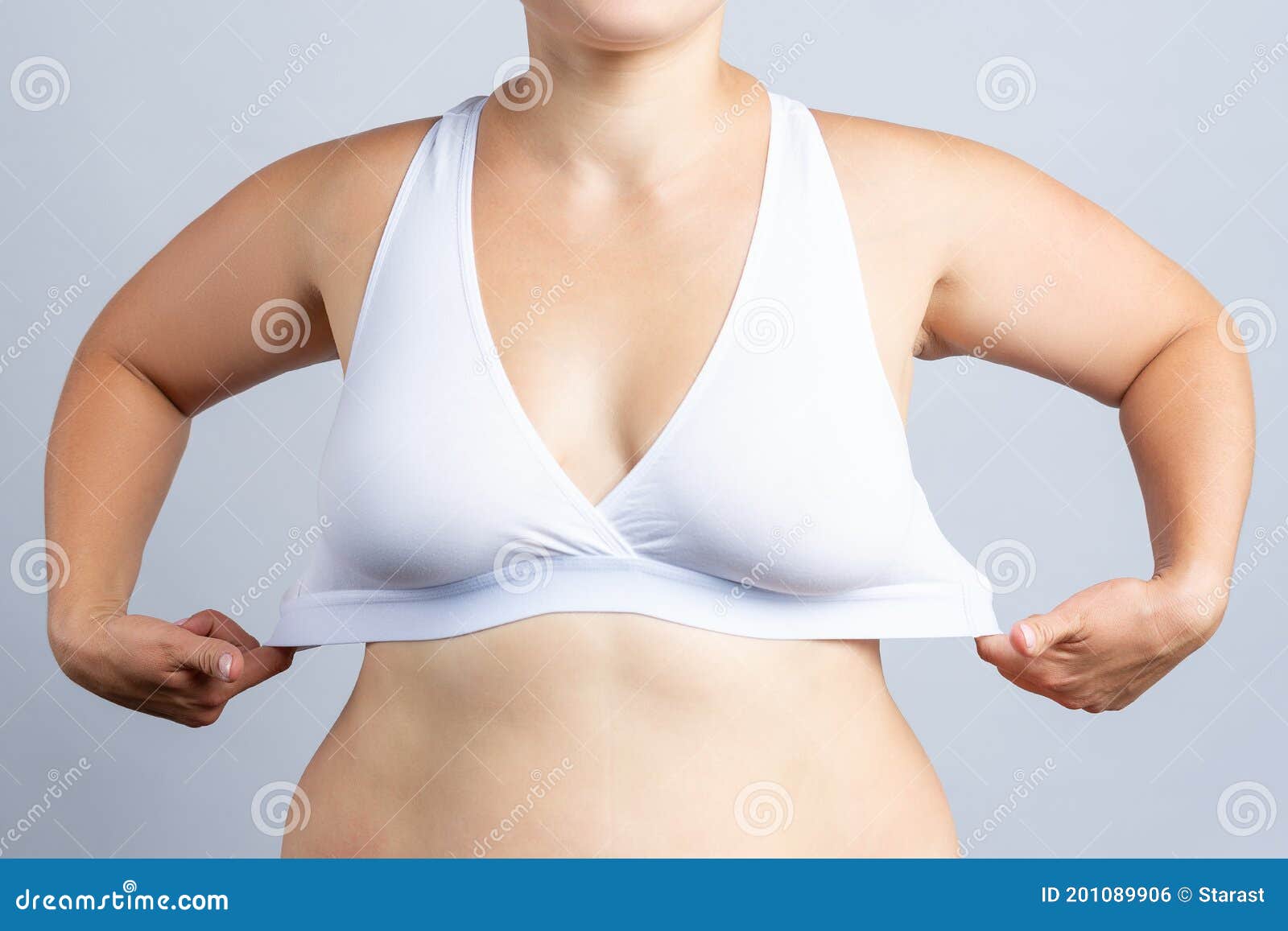 Young Woman Small Boobs Wearing Uncomfortable Bra With Too Big Cup. Female  Breast Wrong Size Lingerie. Bosom, Fitting And Underwear. Stock Photo,  Picture and Royalty Free Image. Image 159566264.