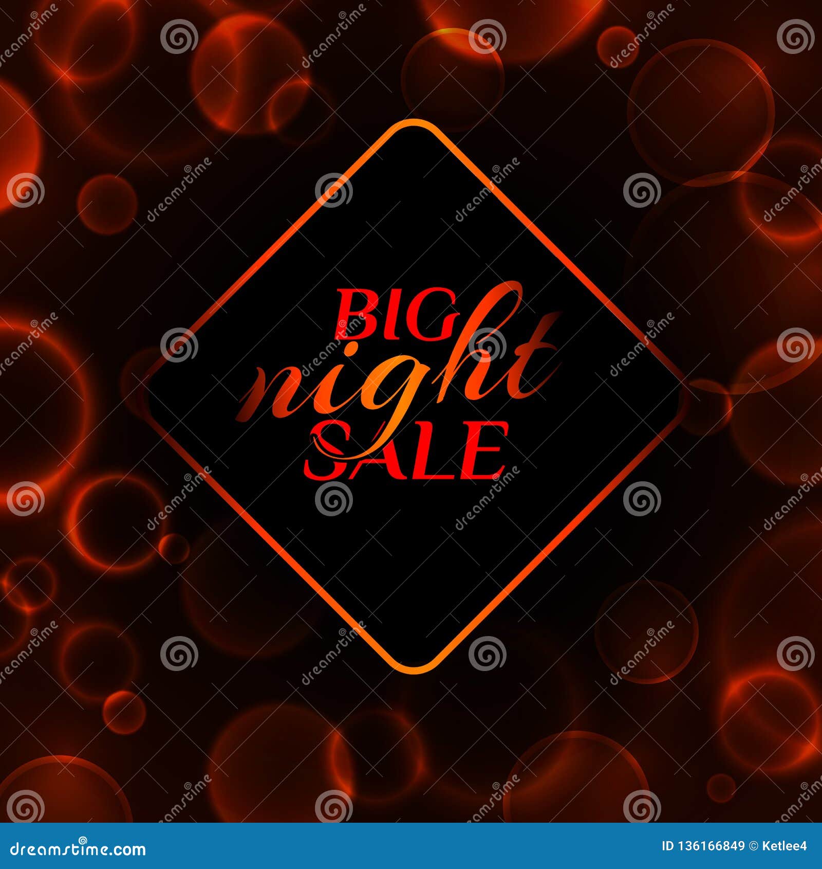 big night sale banner on a black background with luminous circles  