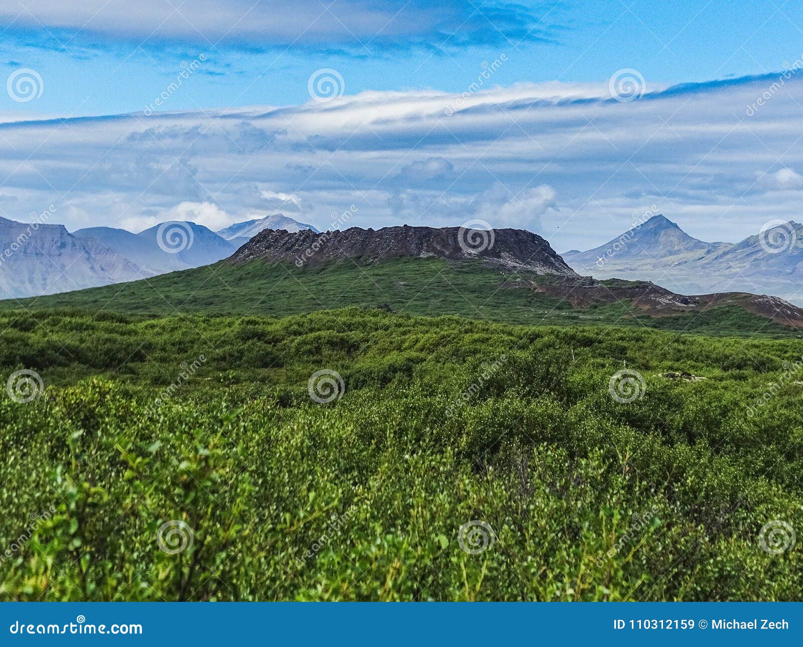 big old crater eldborg in iceland in summer