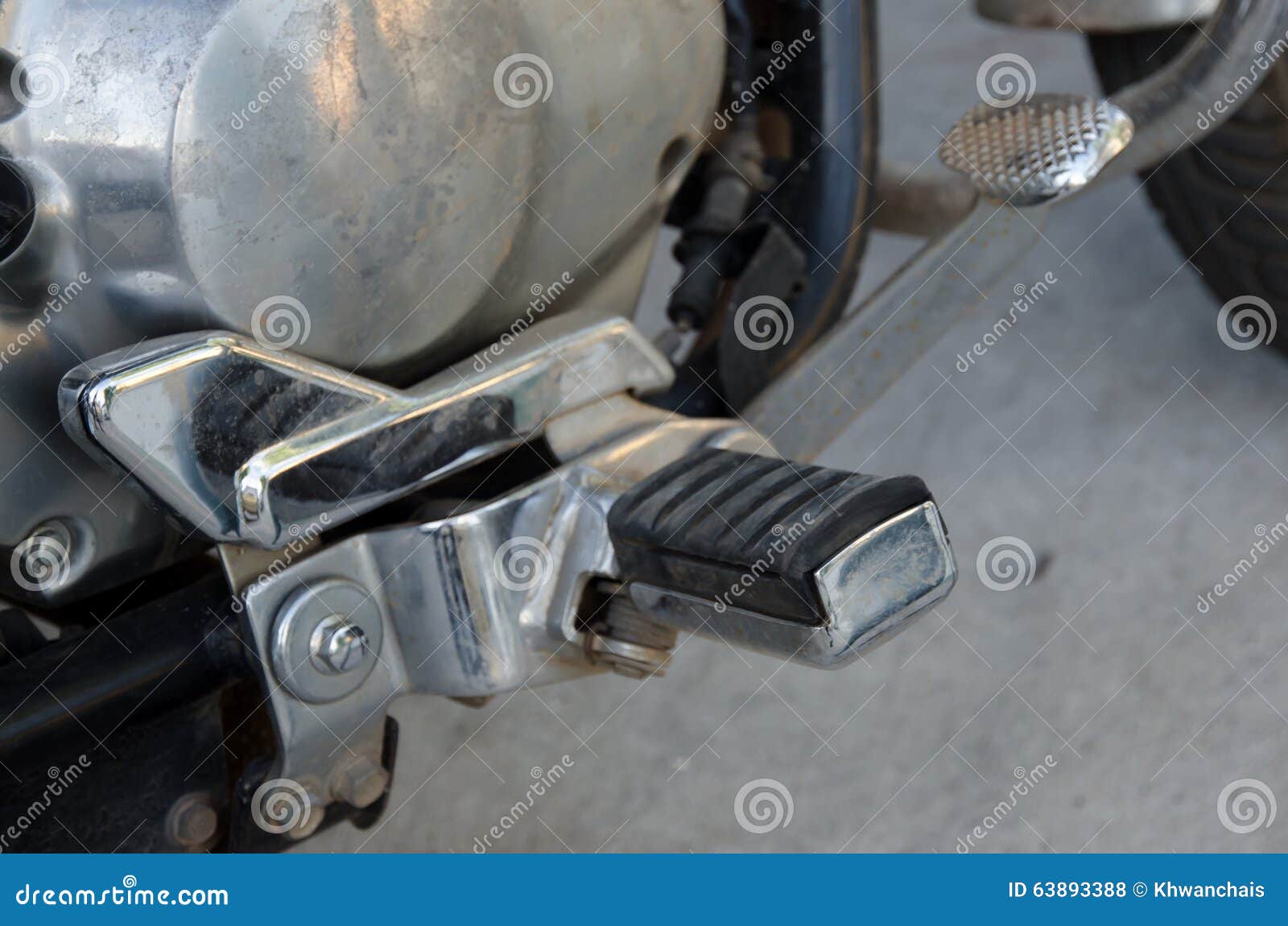 The Big Old Motorcycle Components, Selected Focus Point. Stock Photo
