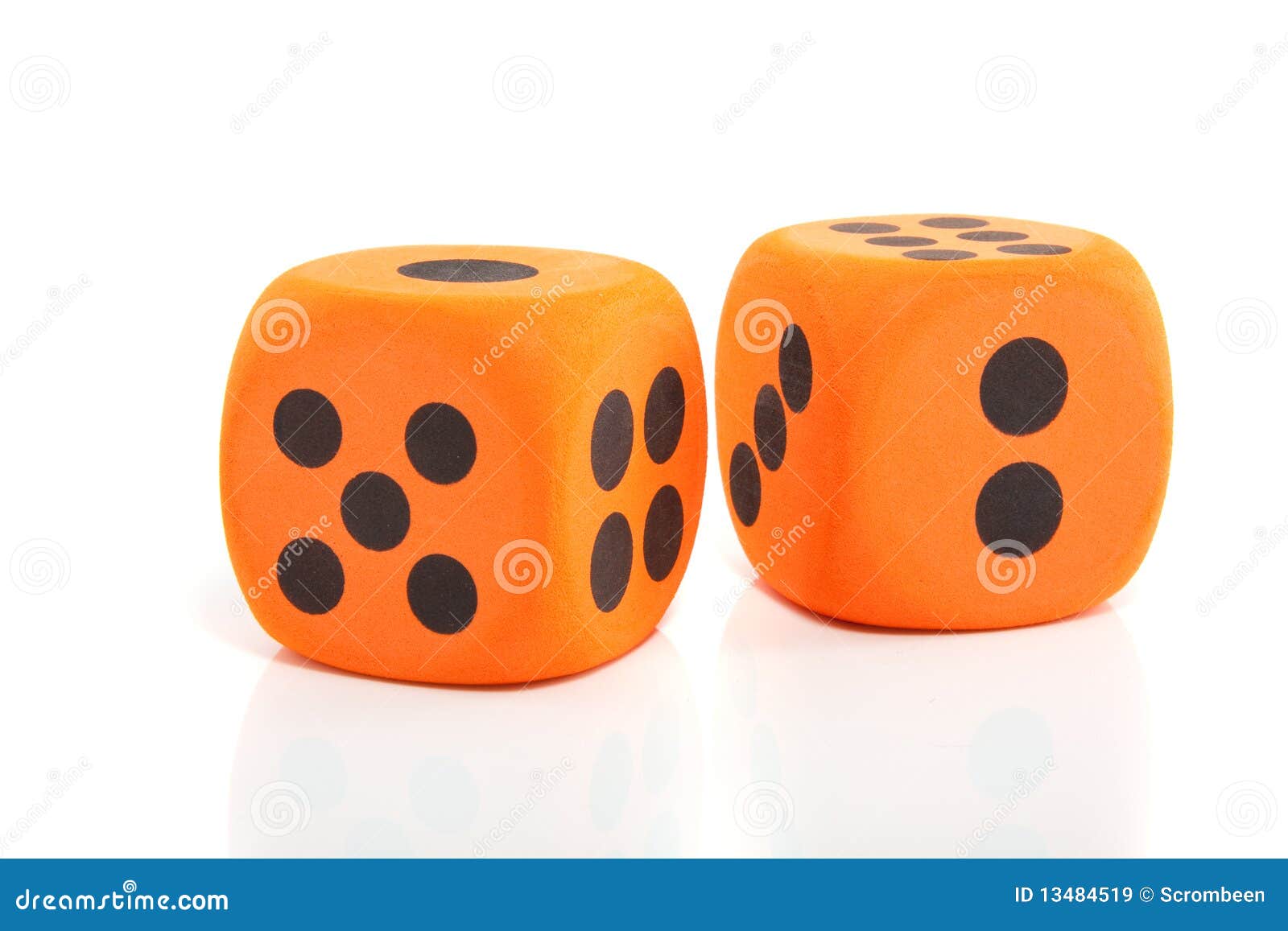 Big orange dice stock image. Image of toys, throw, orange 13484519