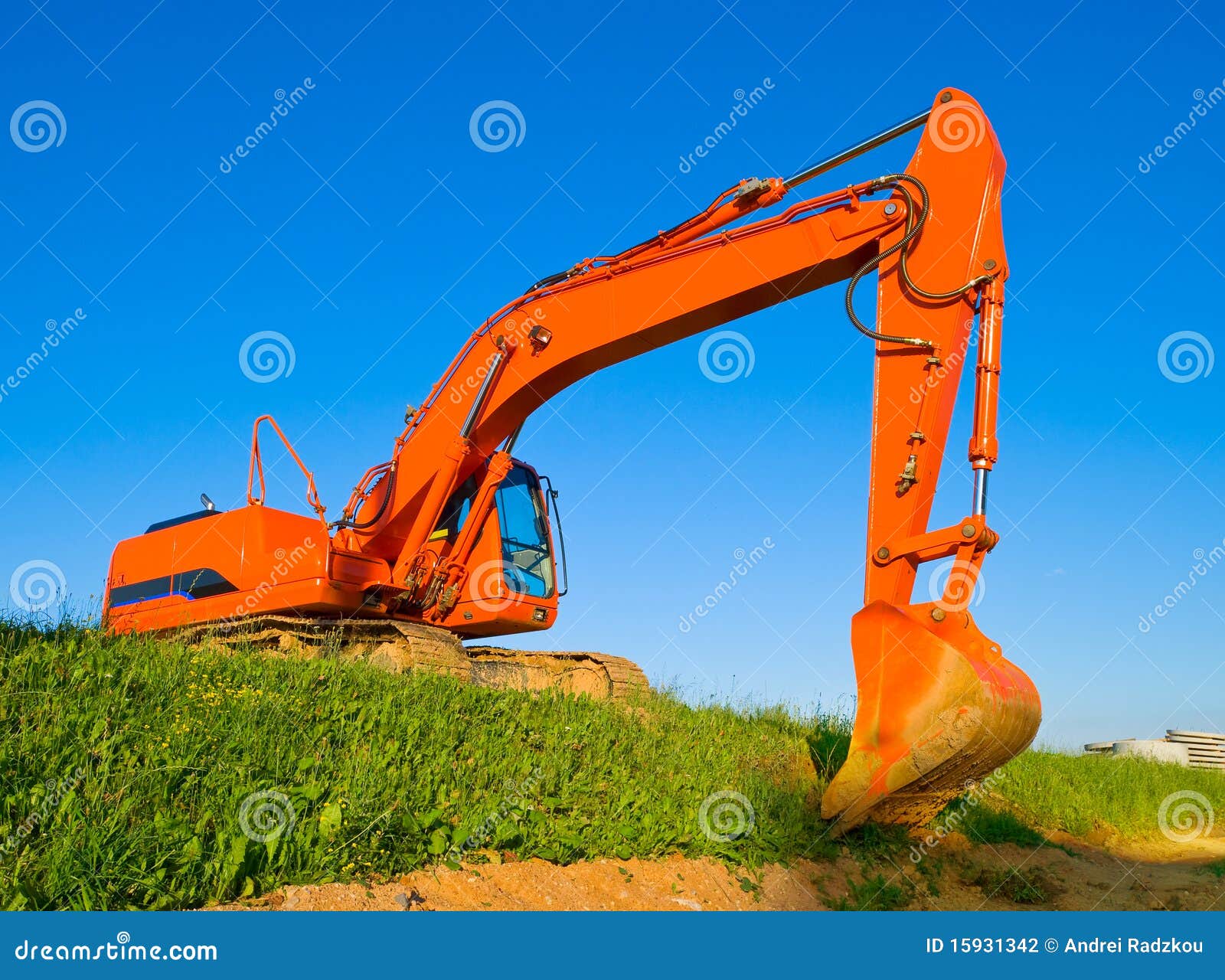 Big orange excavator stock photo. Image of machine, machinery 15931342