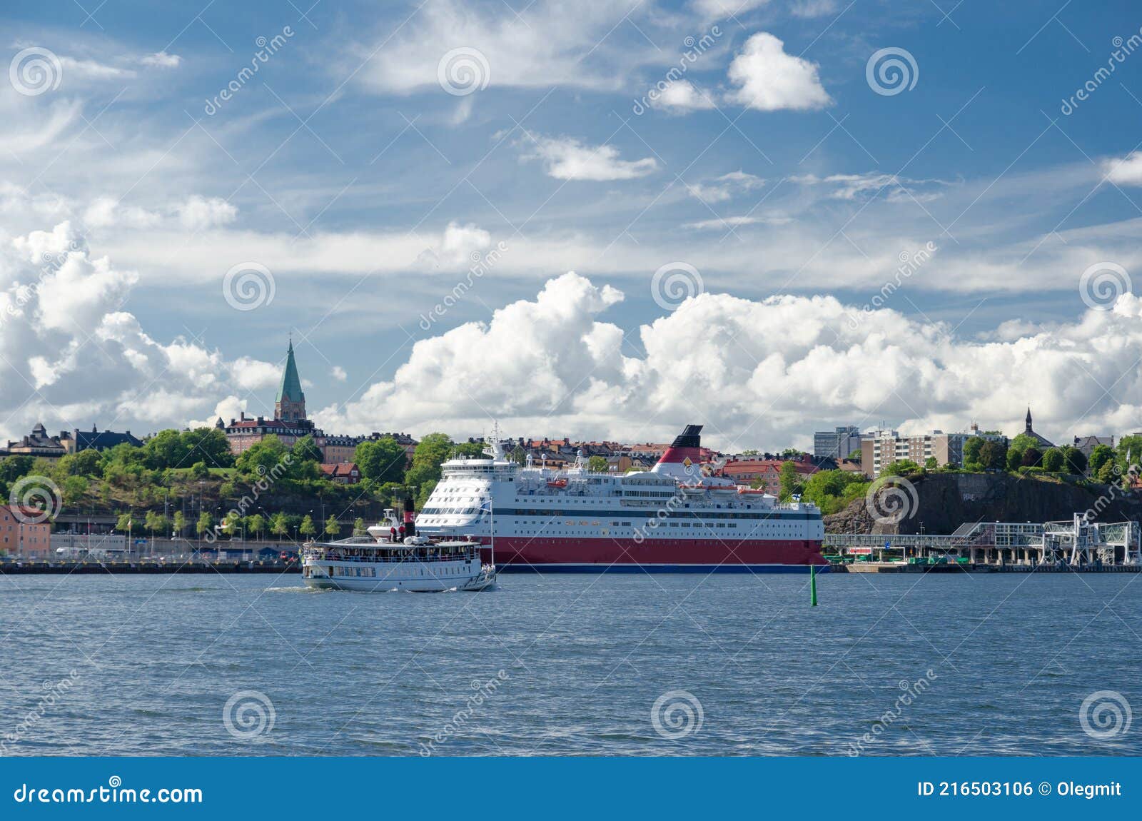 big passenger liner ship in harbor djurgarden stockholm sweden