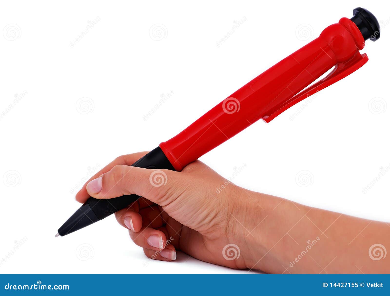 Big pen in hand stock image. Image of write, white, plastic 14427155