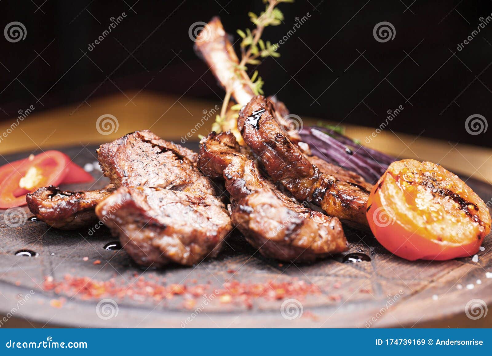 Big Piece of Lamb on the Bone Restaurant Dish Lamb Grilled Lamb