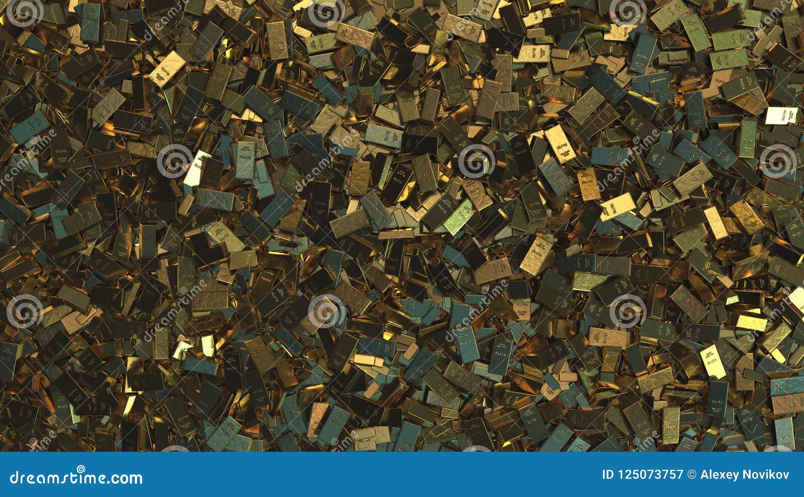 A Pile Of Gold Bullions. Realistic 3D Rendering Stock Photo
