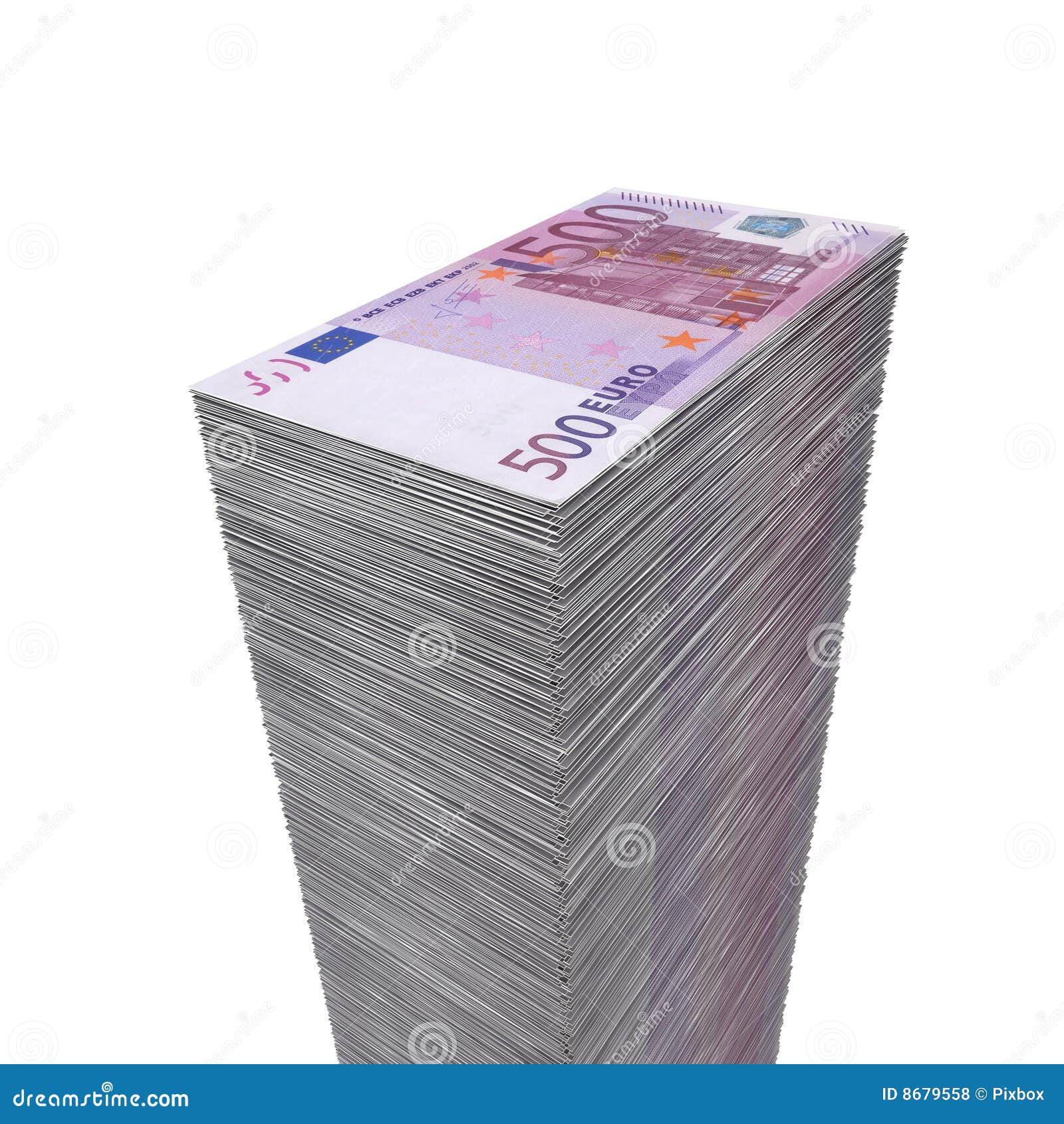 Big pile of Euro notes. A lot of money isolated on transparent