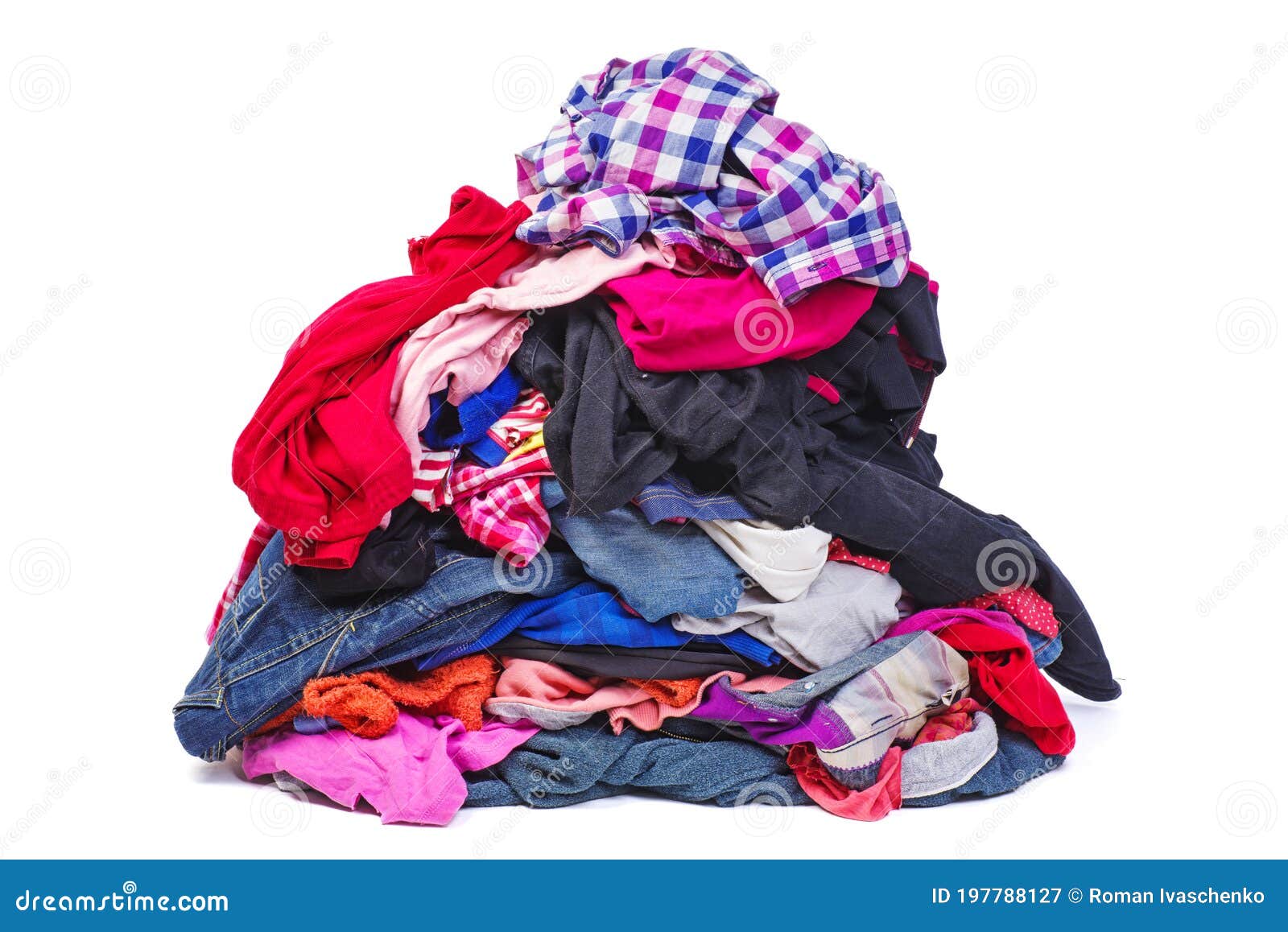 Big Pile of Old, Used Clothes Isolated on White Stock Image - Image of ...