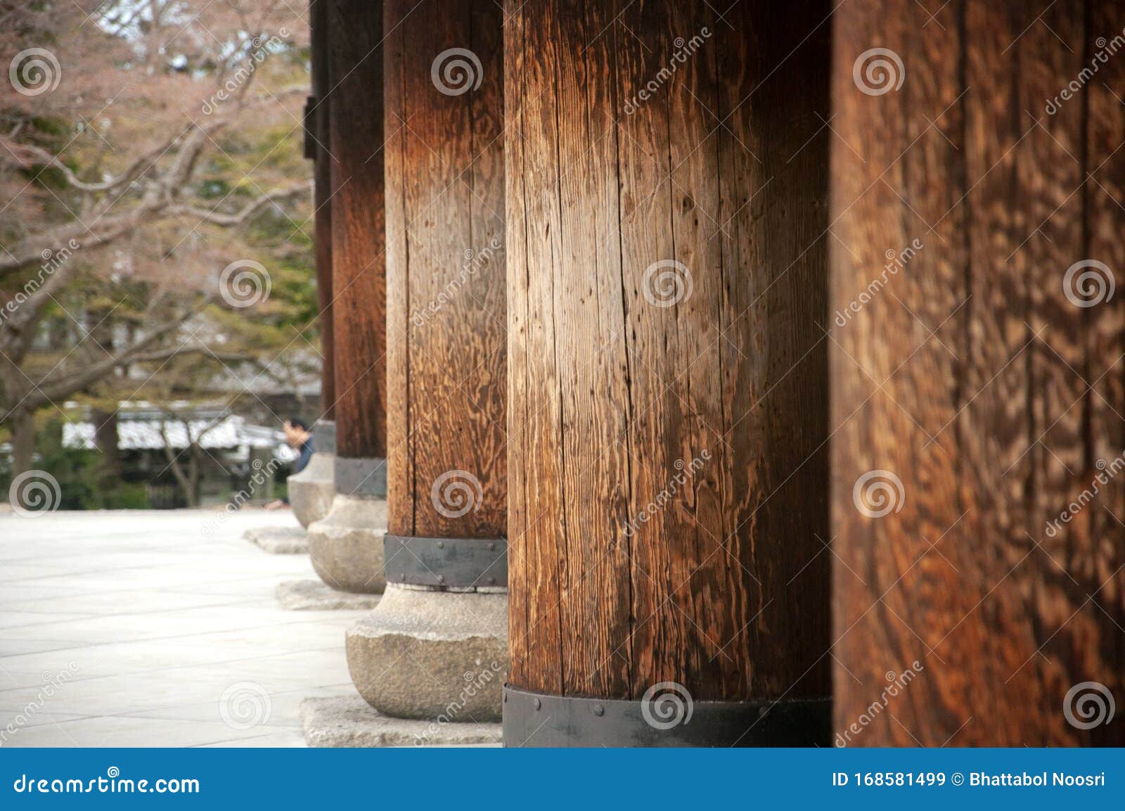 The Big Pillars of a Japanese Shrine Stock Image Image of japans