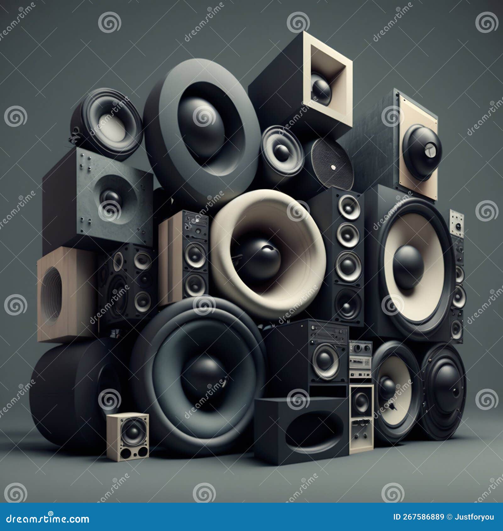 Big Power Sound Speaker System. Generative Ai Stock Illustration