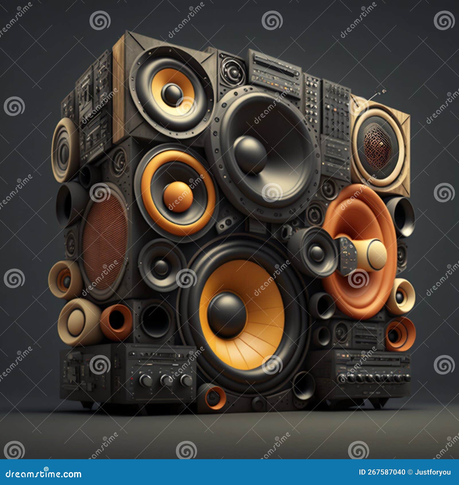 Big Power Sound Speaker System. Generative Ai Stock Illustration