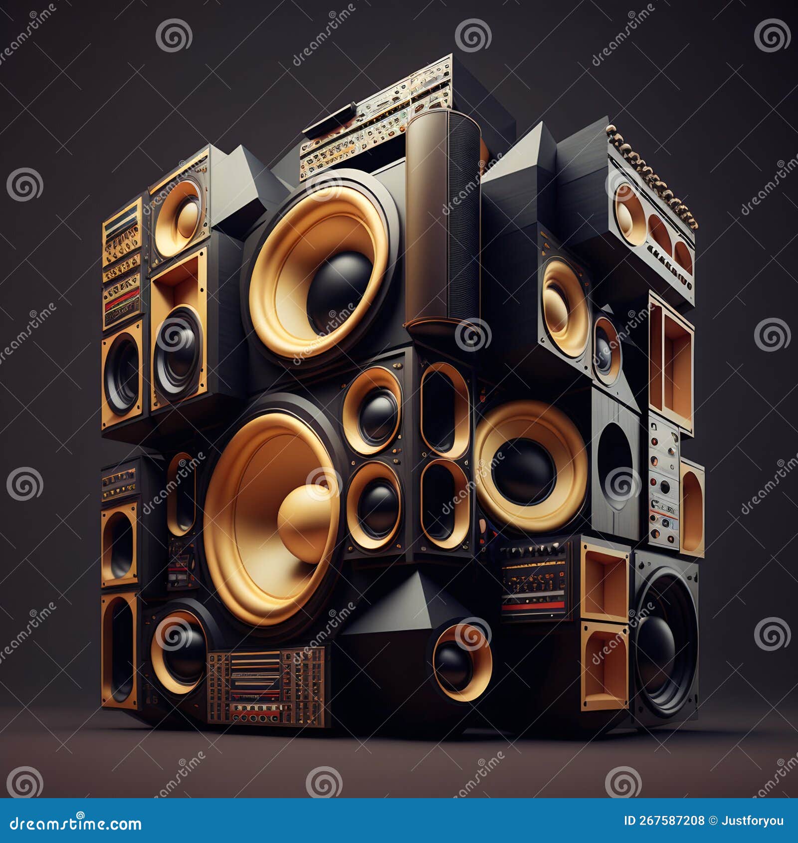 Big Power Sound Speaker System. Generative Ai Stock Illustration