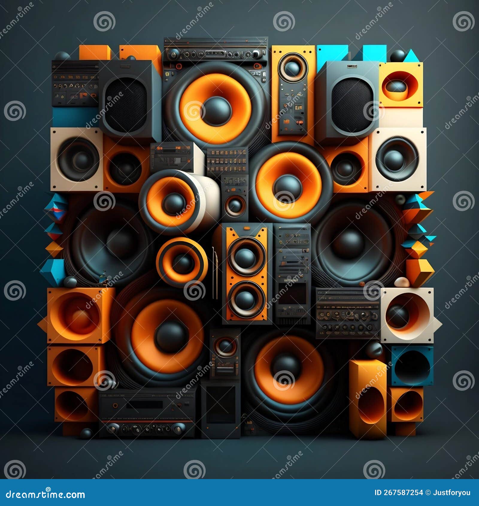 Big Power Sound Speaker System. Generative Ai Stock Illustration